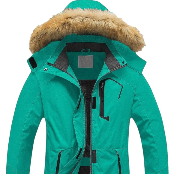 NWT Pursky Women’s Waterproof Ski Jacket Winter Snow Coat Faux Fur Hooded Coat